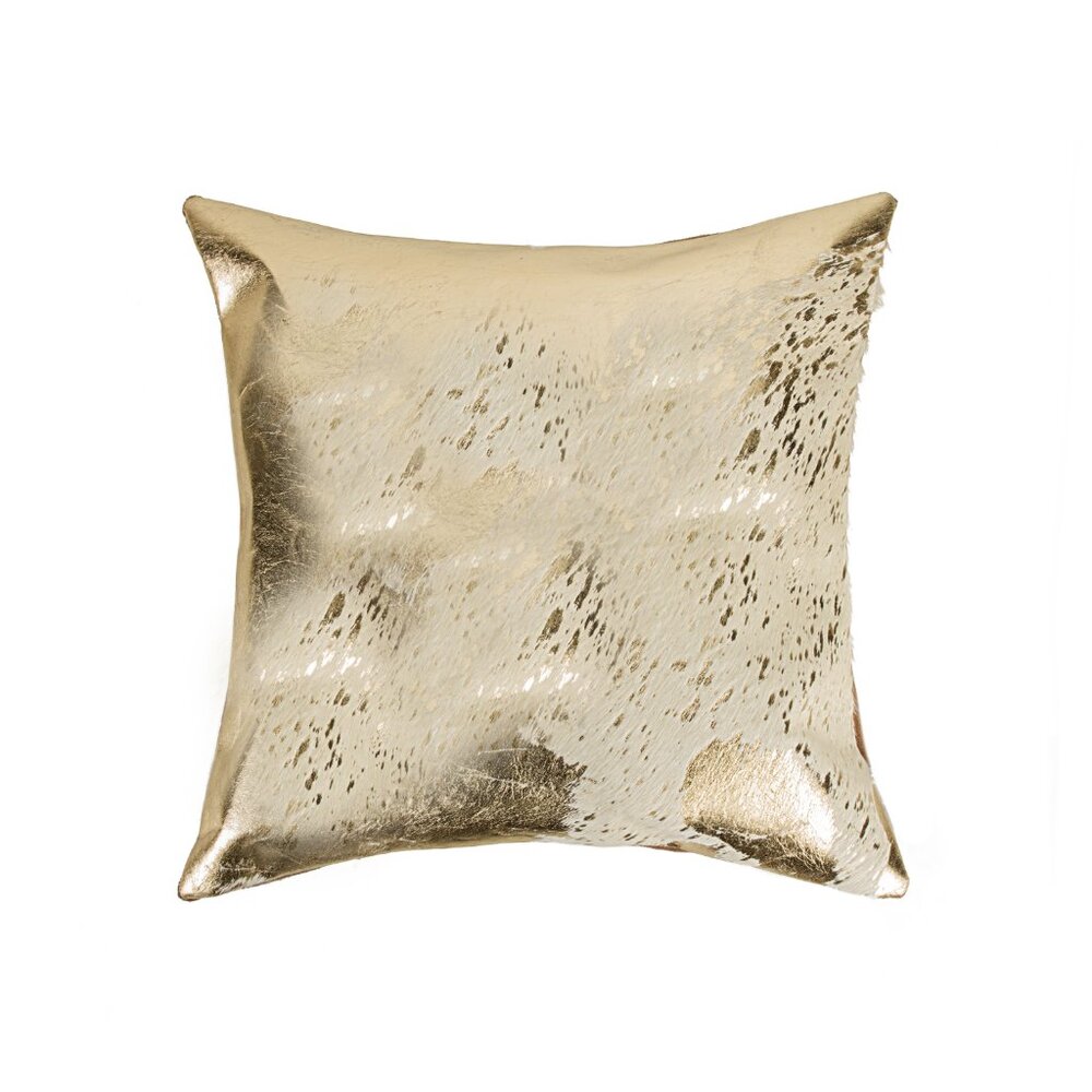 Natural Home Decor Torino Scotland Cowhide Pillow | 1-Piece | Natural & gold